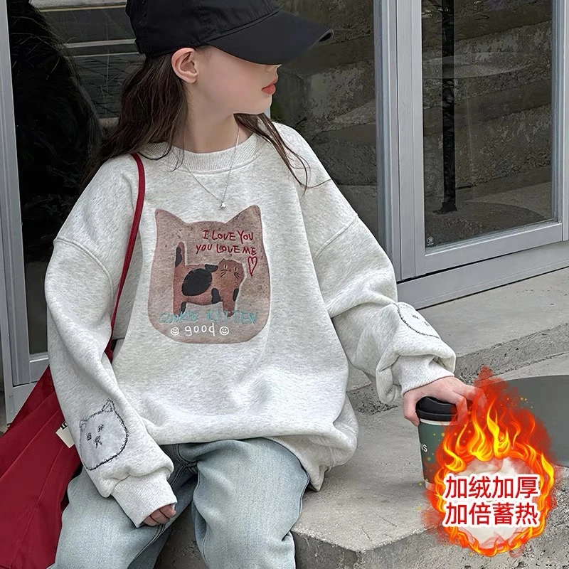 【专属】韩版东大门可爱猫咪灰色加绒卫衣 A658 658