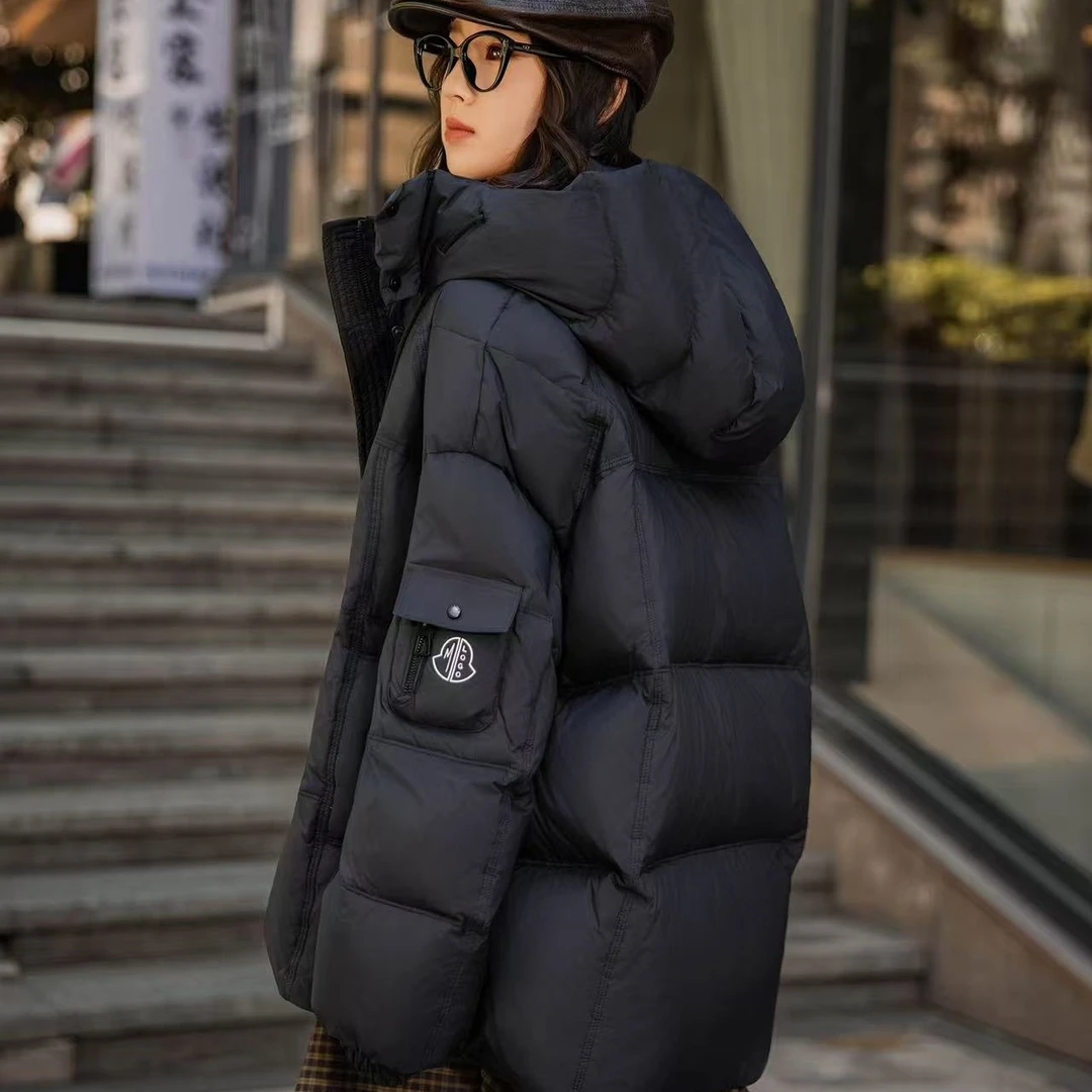 女大童黑色连帽加厚时尚休闲外套