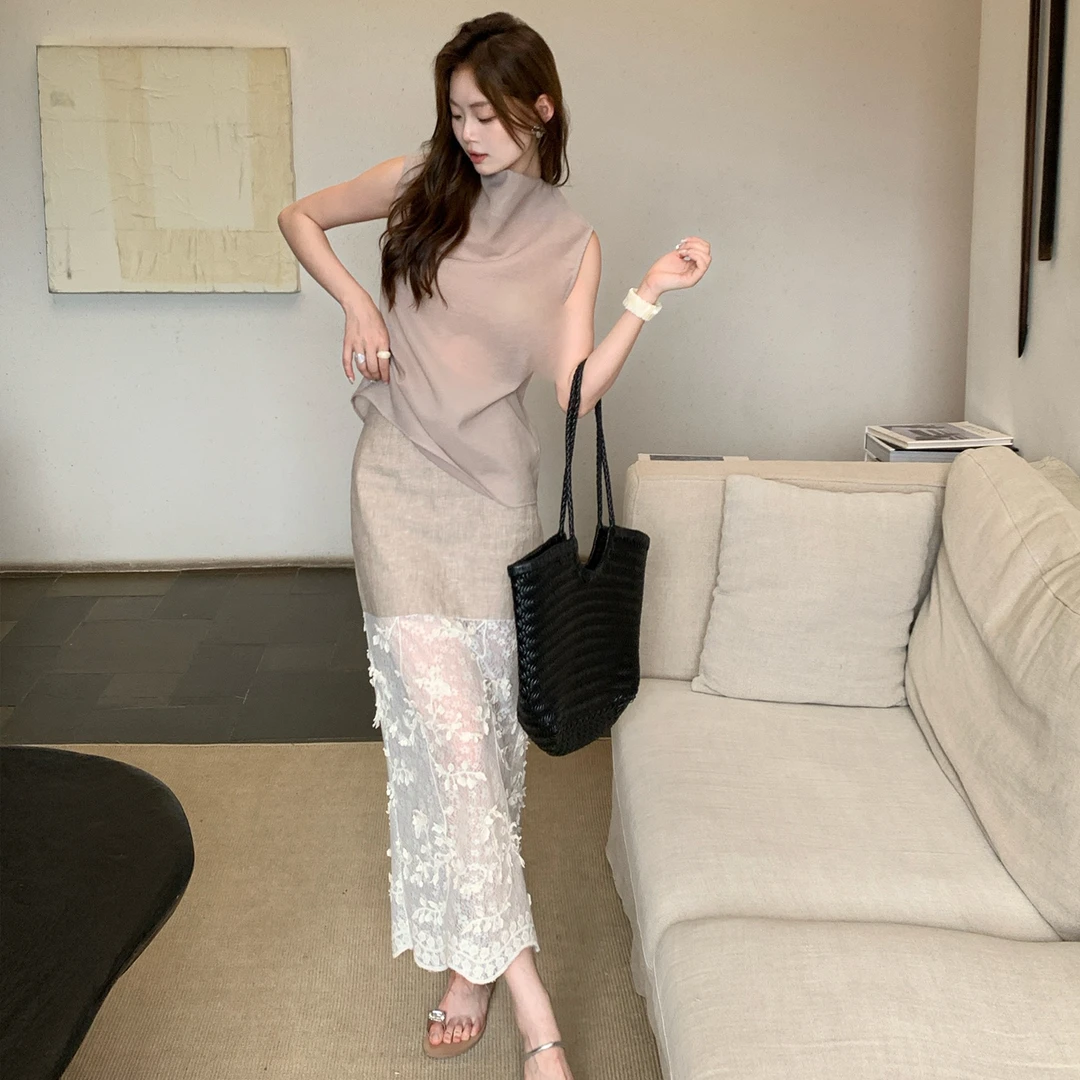 【纯欲玫瑰】RARE ZZ 轻熟风包臀蕾丝拼接半身裙透视裙子女