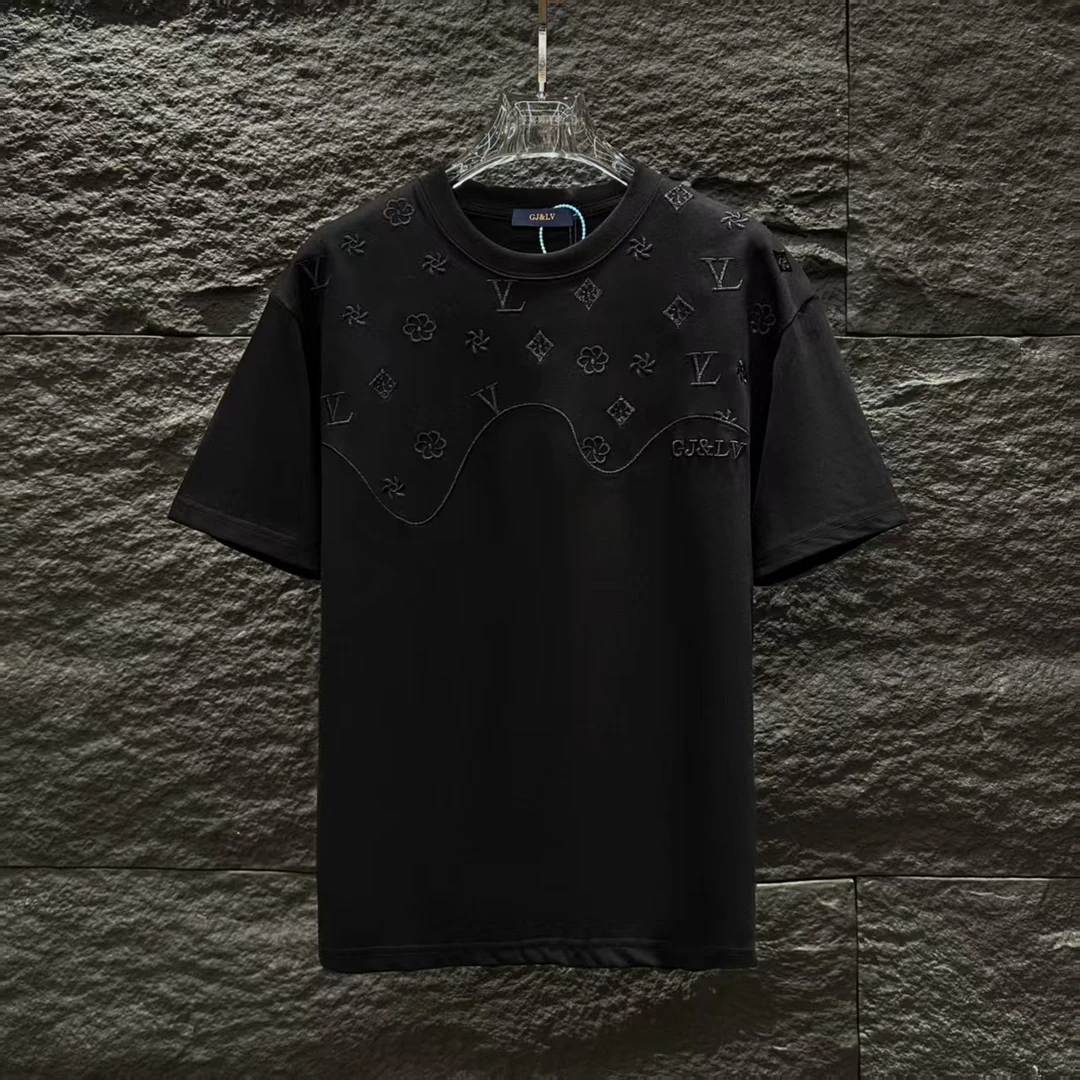 HI-2938-夏季情侣款百搭轻奢潮牌宽松休闲圆领短袖T恤