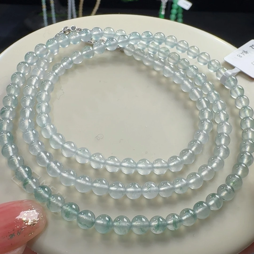 未镶嵌手串翡翠冰钢炮飘蓝花卡4.8mm精品力推！