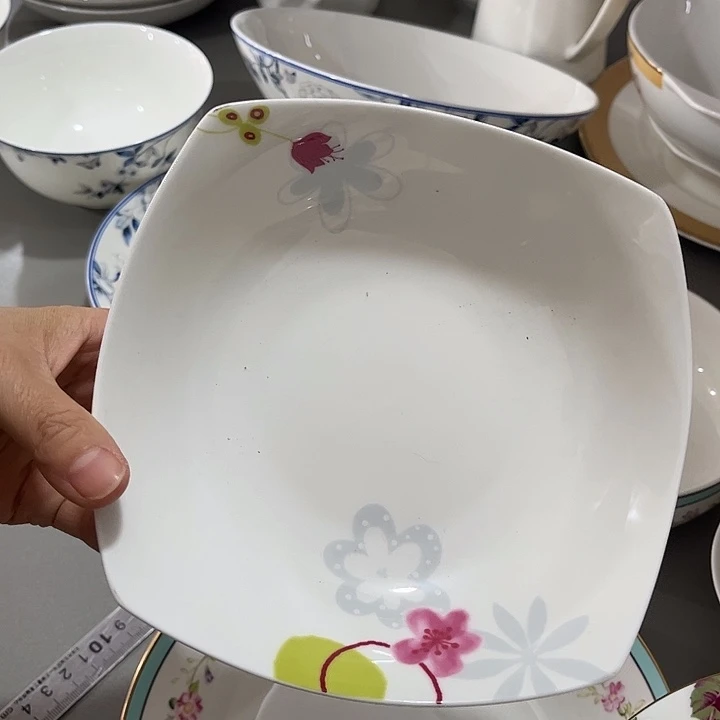 瓷片微瑕骨瓷方盘一个粉