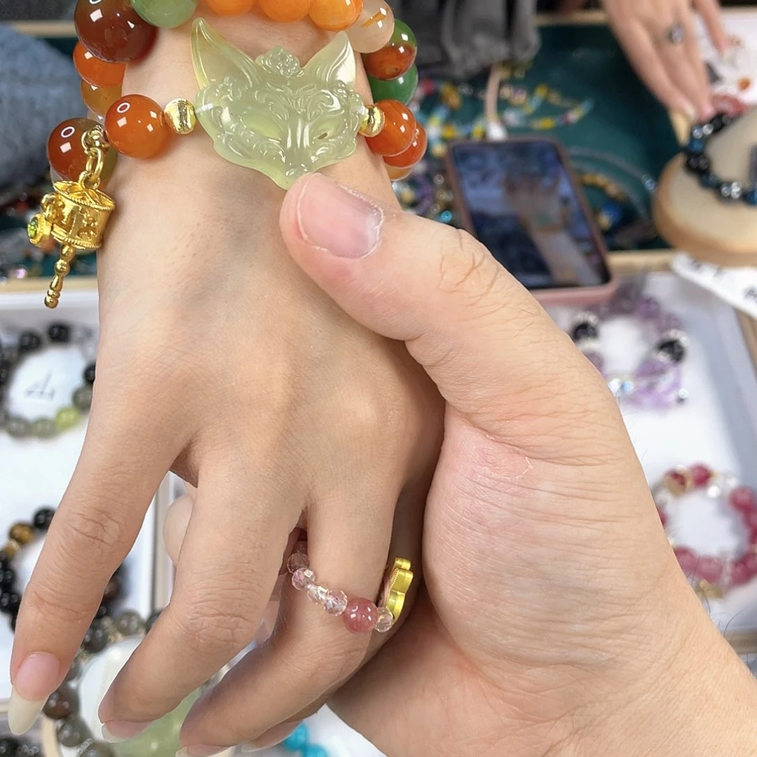 水晶手链银S925镀金镶嵌