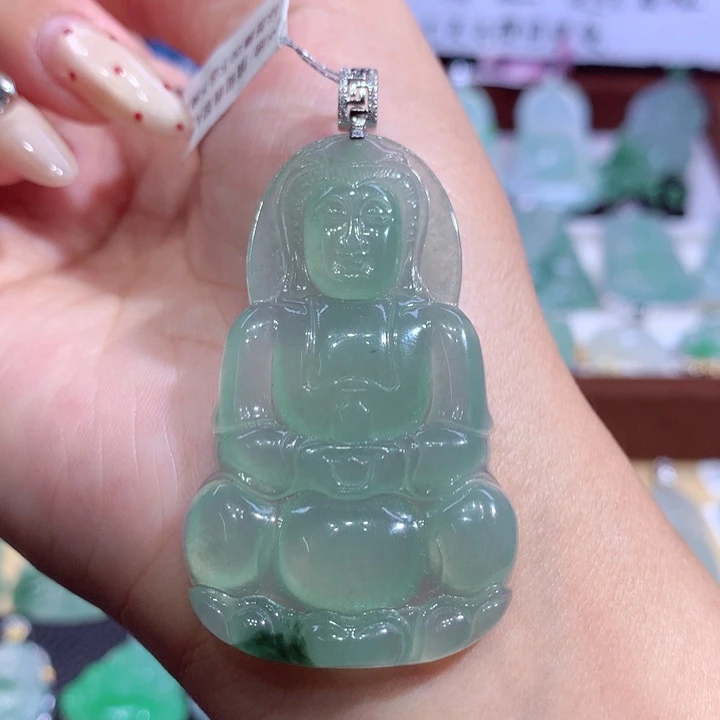 翡翠18K金镶嵌吊坠(不含链)观音