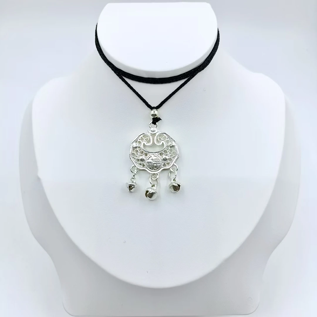 吊坠足银 足银镂空小银锁吊坠