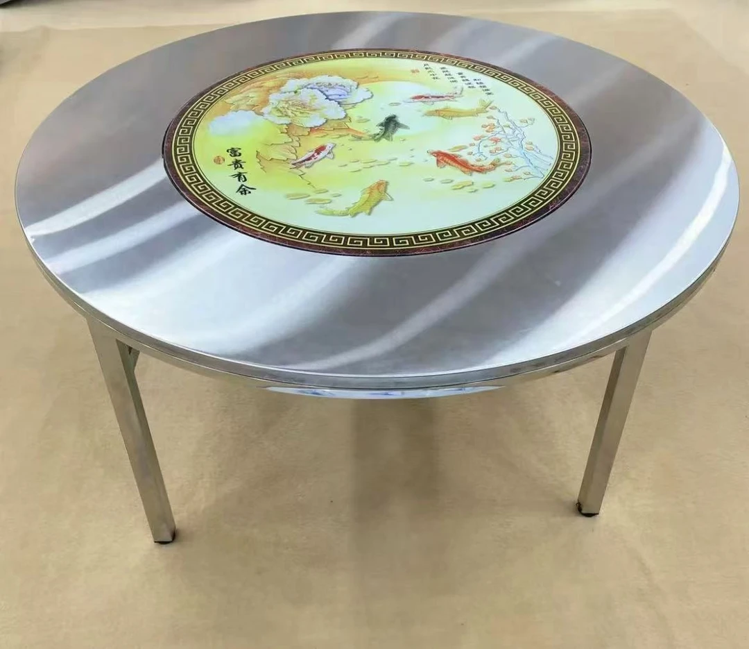 【1.2-2米内置转盘圆桌】内置转盘圆桌加厚酒店方圆家用简约两用