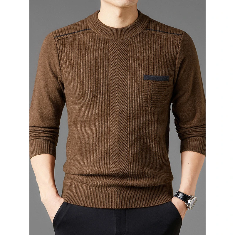 新年爆款男士针织提花打底衫韩版风格中青年适用休闲时髦保暖潮流