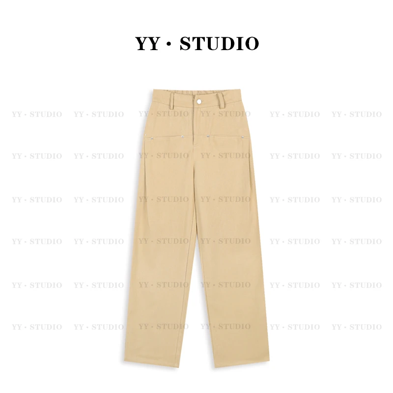 qq【YANYAN】早秋款休闲窄版前口袋松紧腰百搭直筒裤YY-3228