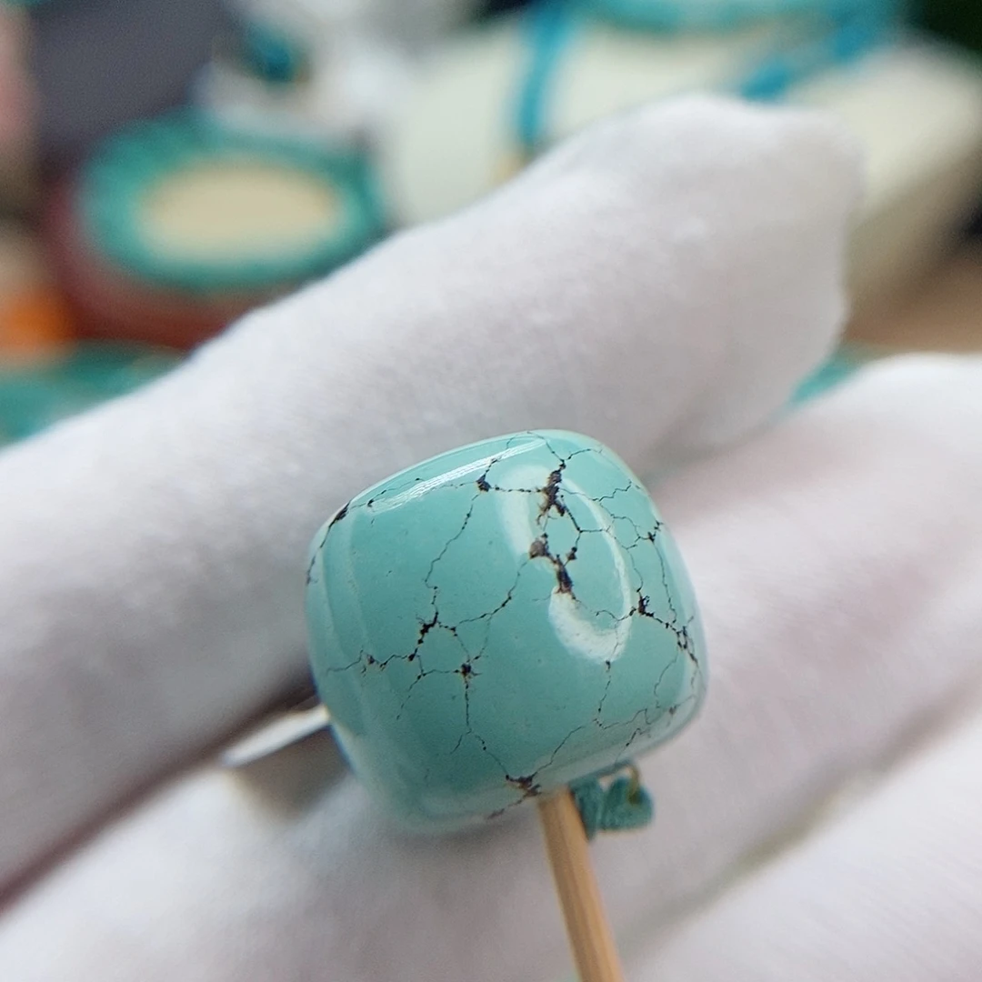 未镶嵌绿松石高瓷绿网花老型17.5