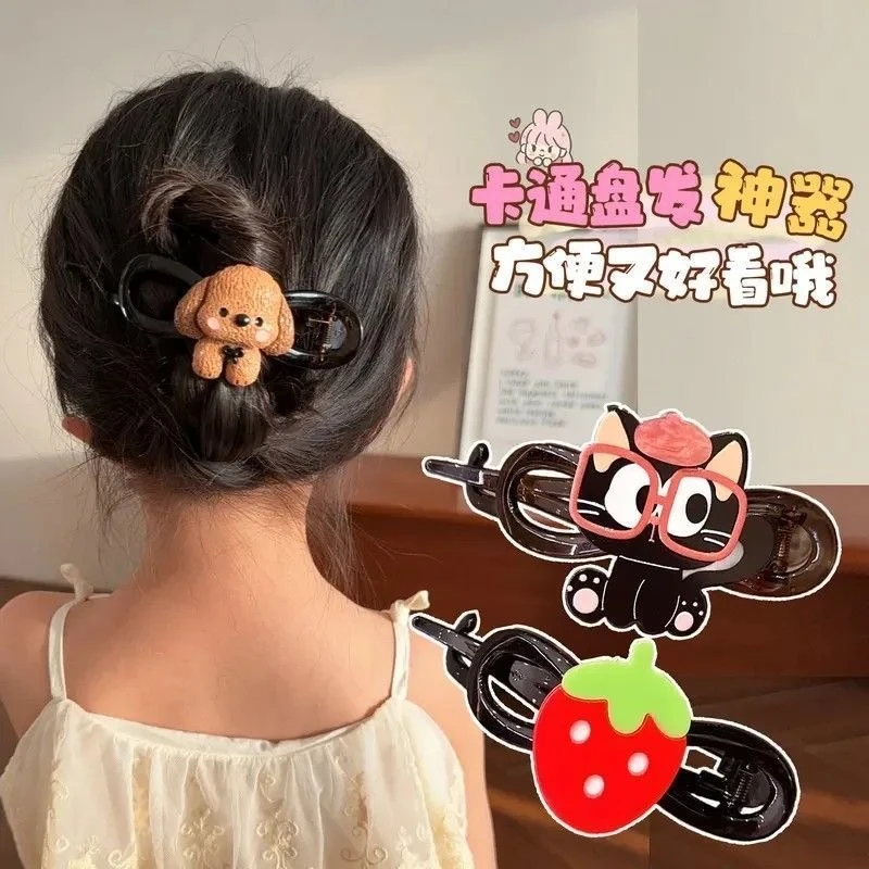 2025春夏新款可爱小狗扭扭夹抓夹女高级感盘发夹子一字发夹头饰