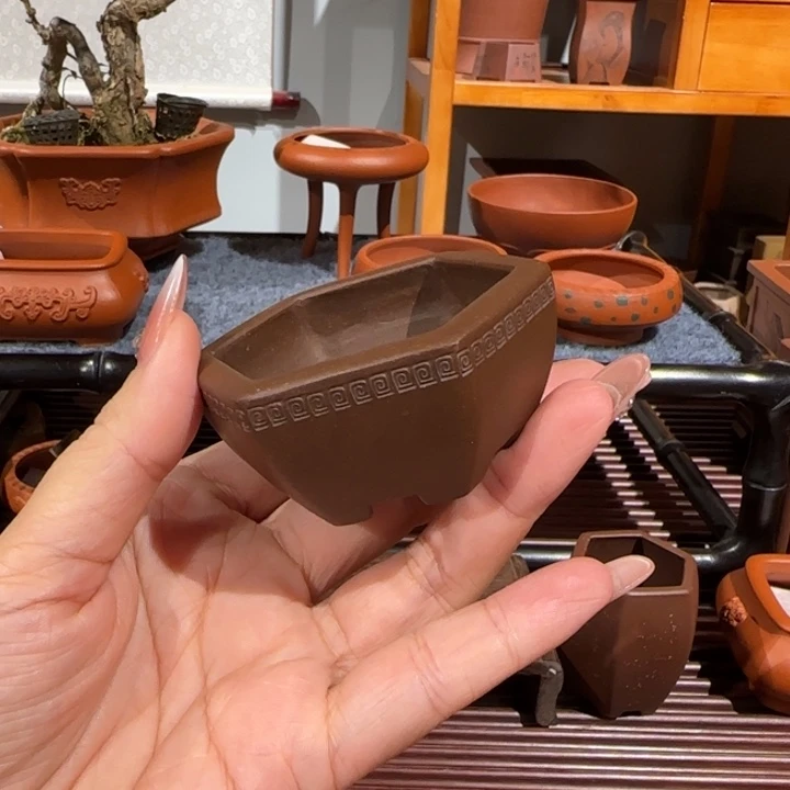 紫砂花盆口径5深度2.5