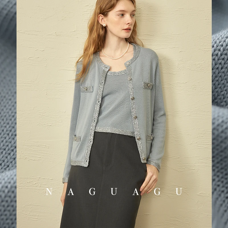 南瓜谷 克拉小香针织 ~2025新款时尚圆领短袖上衣女针织开衫/背心