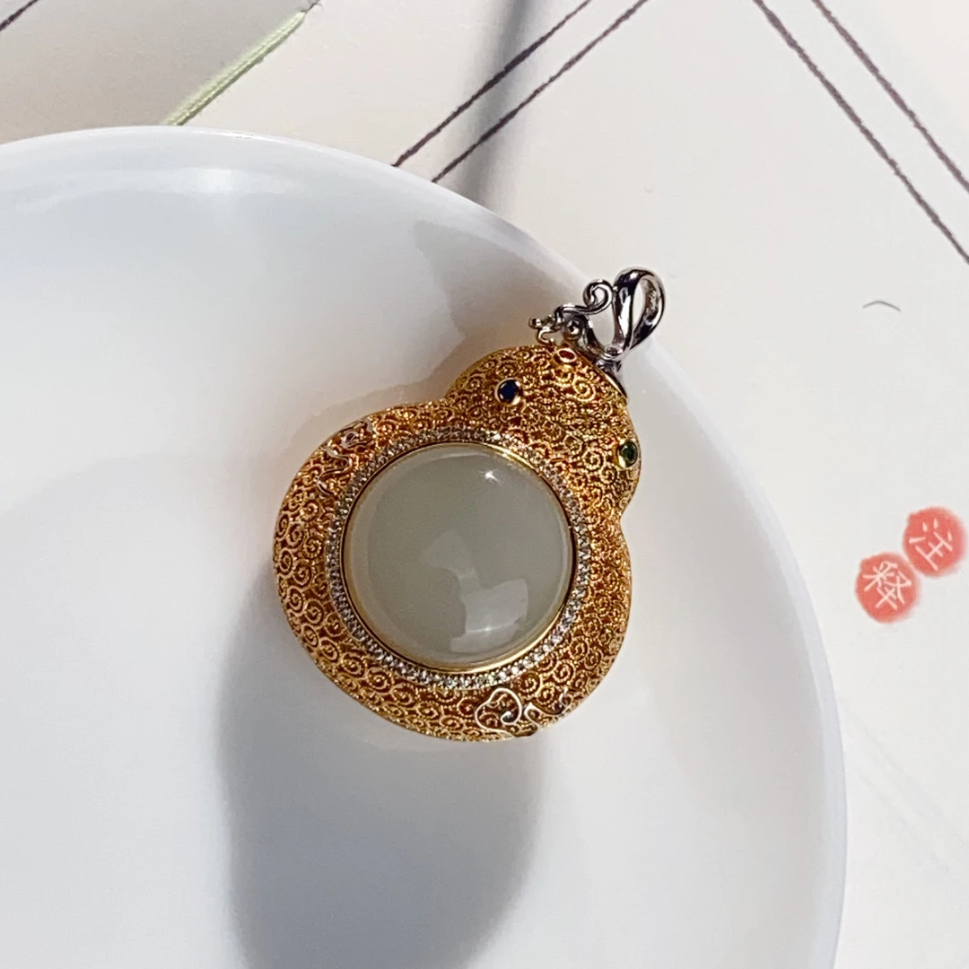 S-银镶白玉葫芦香囊吊坠-BHY64921（多样性发货）