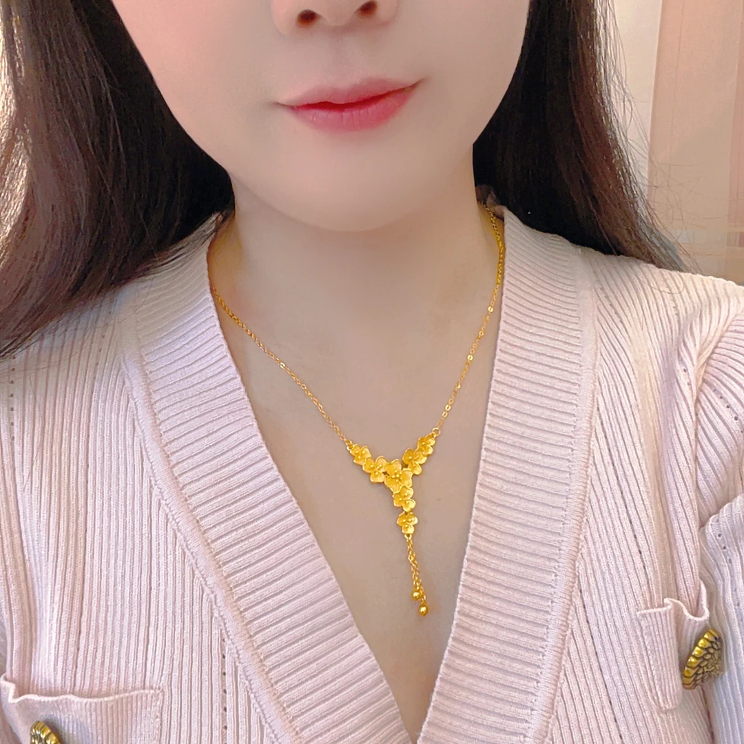 流苏三生花项链 M扣