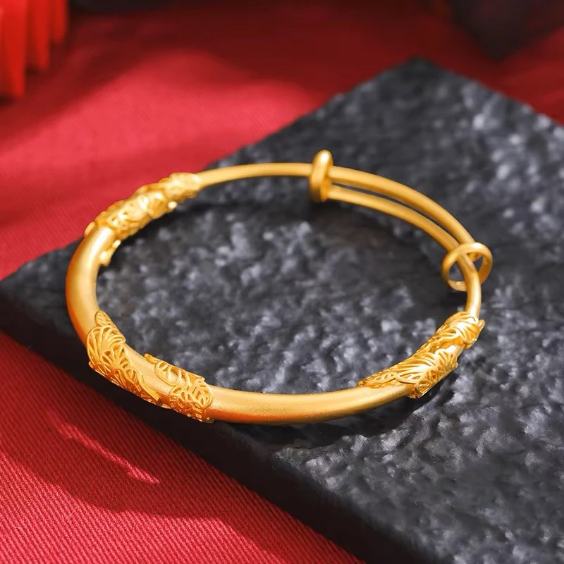 铜合金手镯 新款古法相思藤实心手镯 可调节款女款