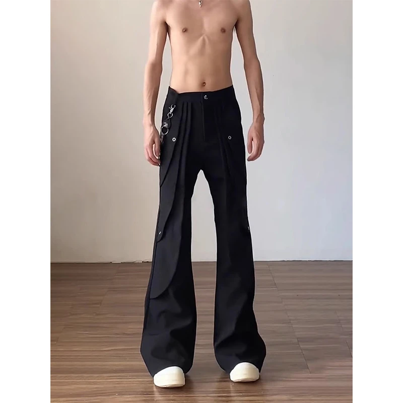 高级感cleanfit西裤男款秋季解构设计vibe裤子高腰显瘦微喇直筒裤