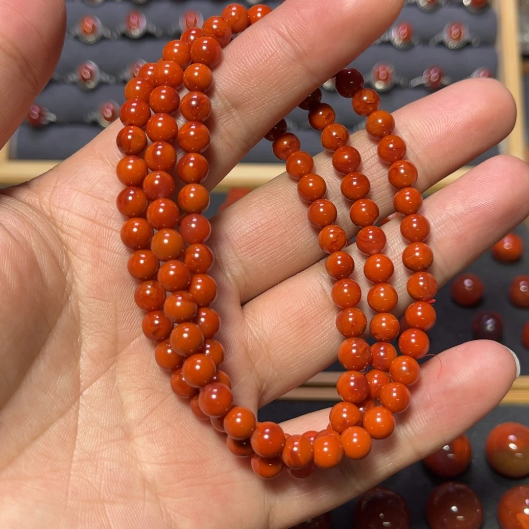 南红玛瑙未镶嵌手串原矿瓦西双色多圈6mm+
