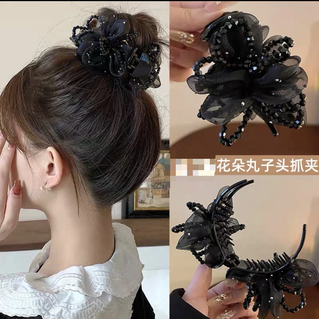 抓夹森系休闲风发夹时尚简约发卡优雅超仙花朵头饰夹子鲨鱼夹