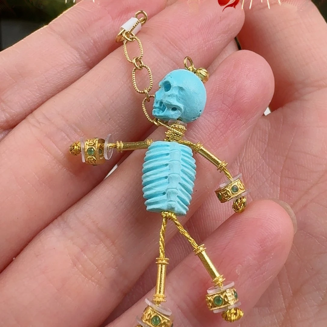 绿松石珠宝奇石18K金镶嵌