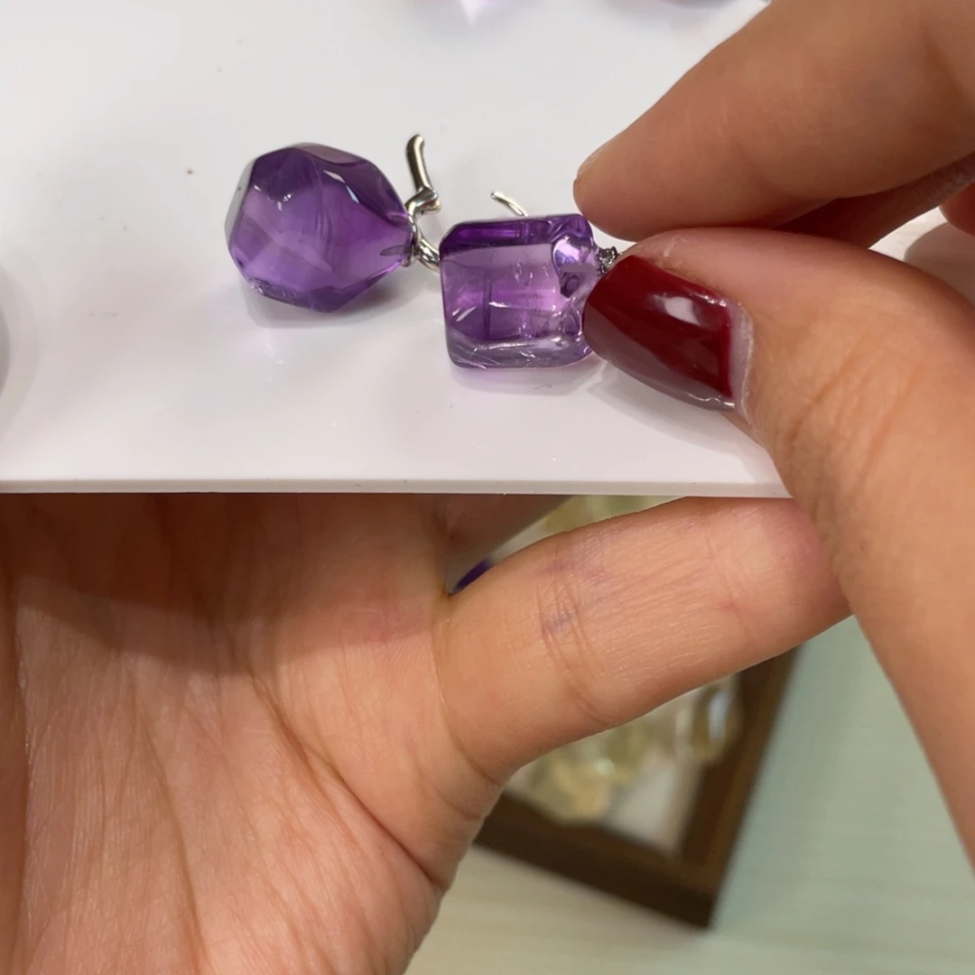 手串水晶未镶嵌耳扣紫水一对