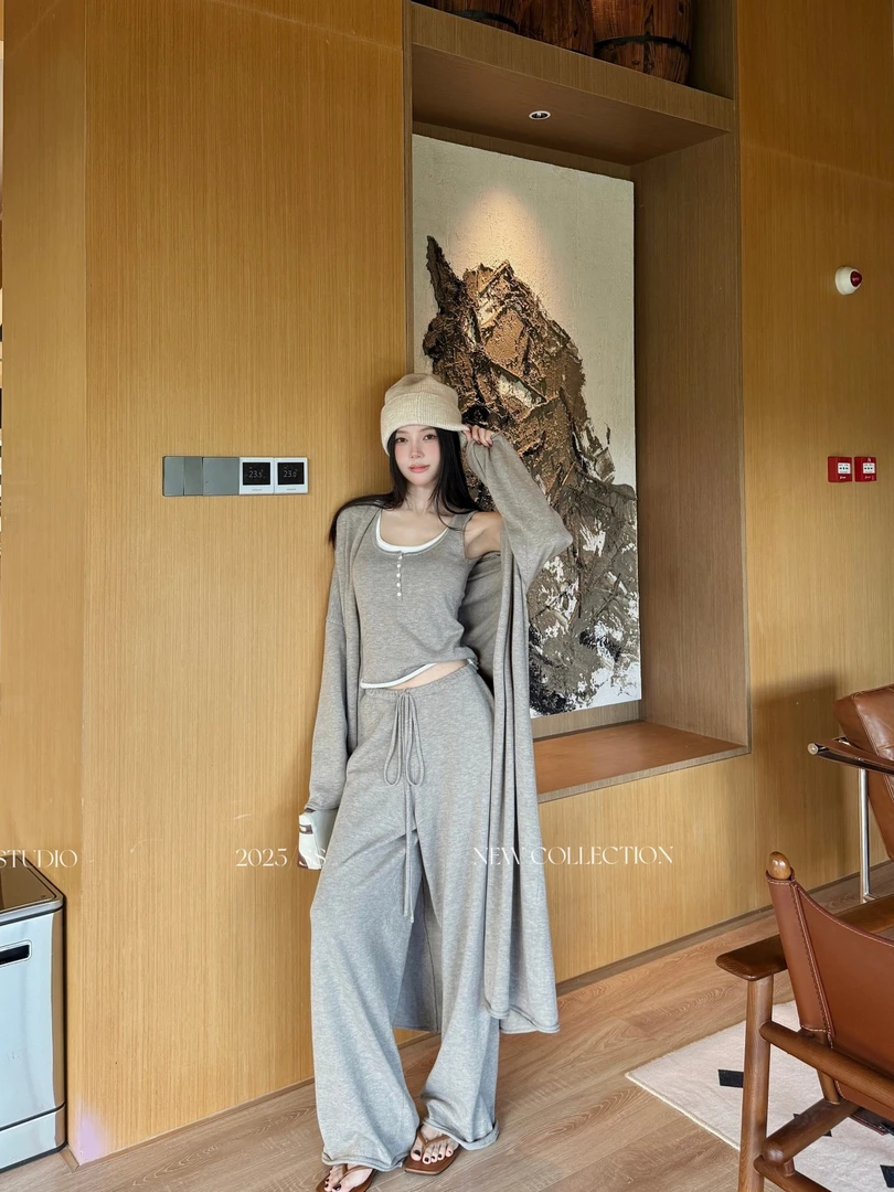 TITI - STUDIO“燕麦驼三件套 ”秋冬慵懒针织羊毛桑蚕丝休闲套装