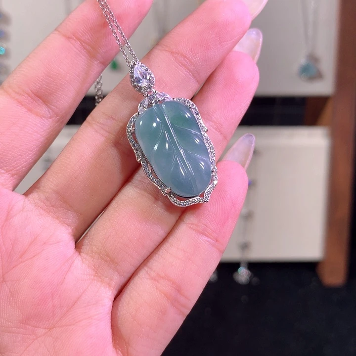 翡翠银S925镶嵌颈饰262蓝