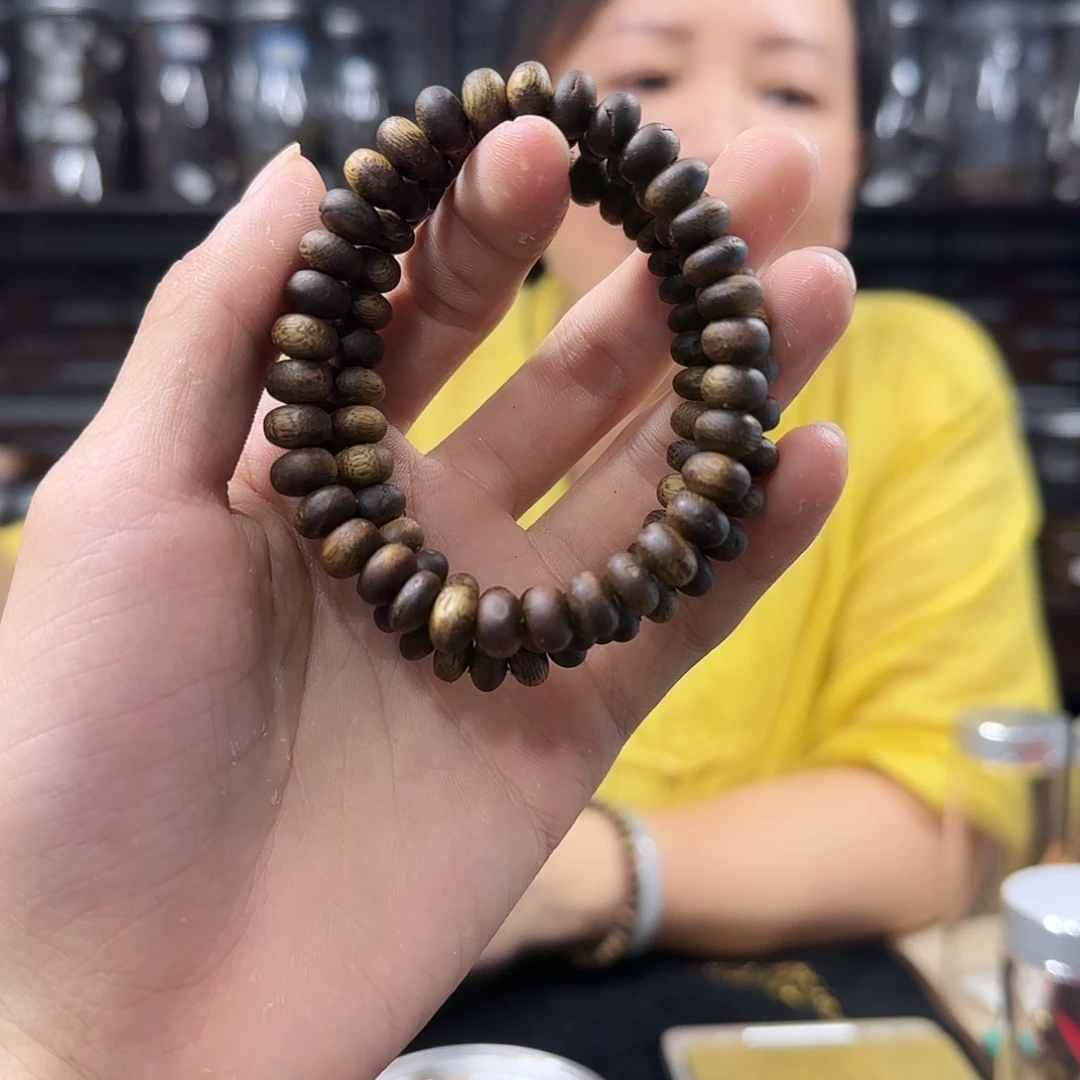 沉香手串奇楠沉香算盘珠单圈多样性发一