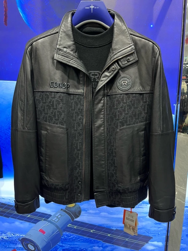 2024时尚新款拼皮夹棉山羊皮夹克