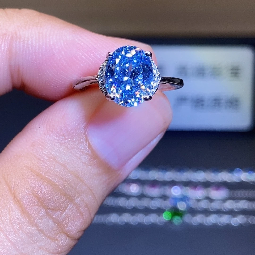 海蓝宝石戒圈银S925镶嵌