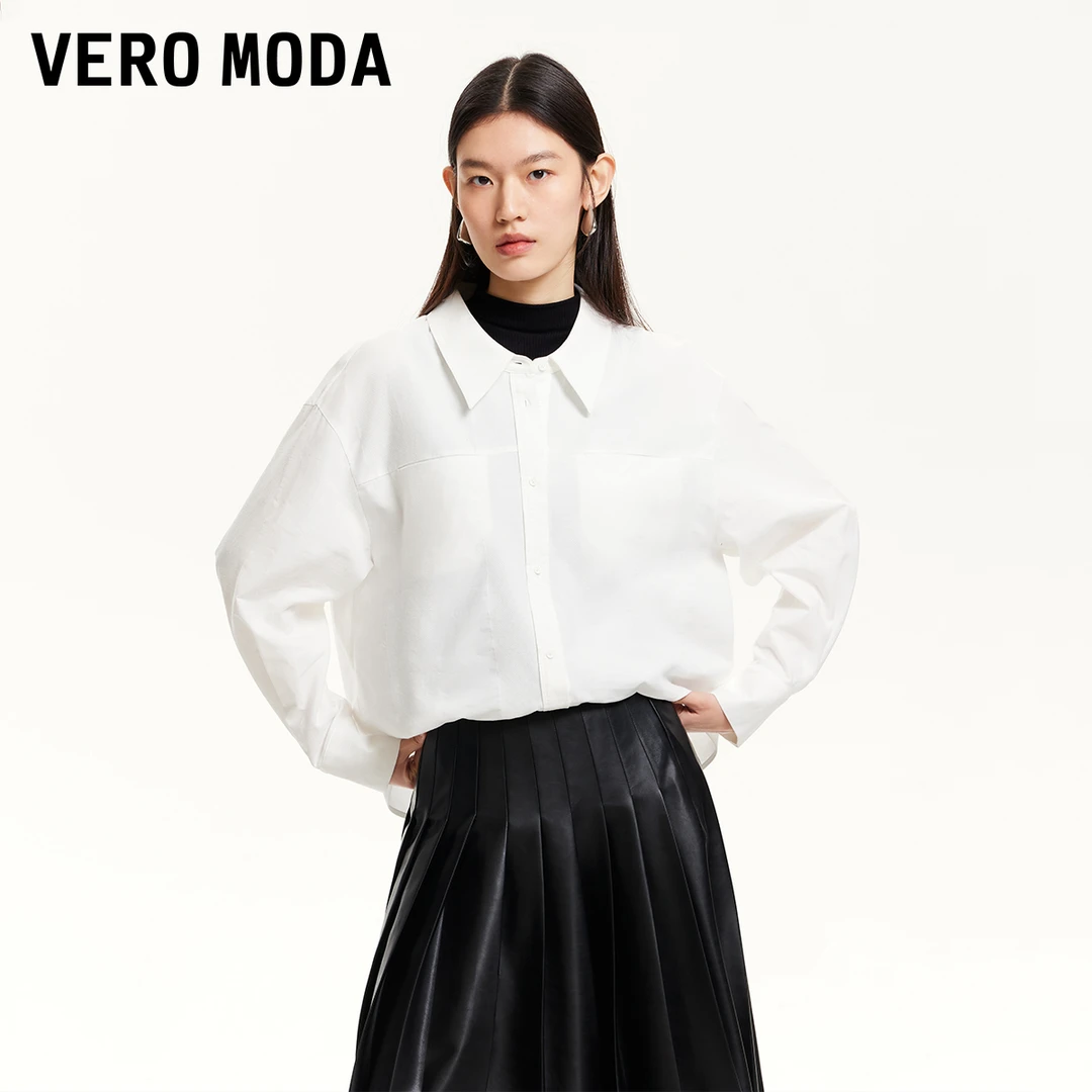 Vero Moda衬衫春游出行小众洋气女装高领针织假两件前325151008