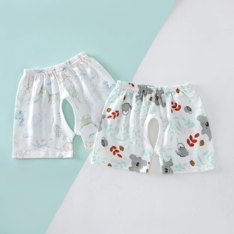 【2件装】男女儿童夏季纯棉薄款开裆裤男宝宝短裤夏装婴儿无骨裤子