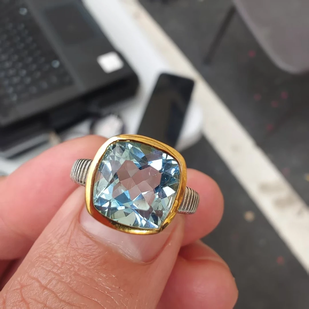 托帕石S925银镶嵌戒指 /多样性发一件