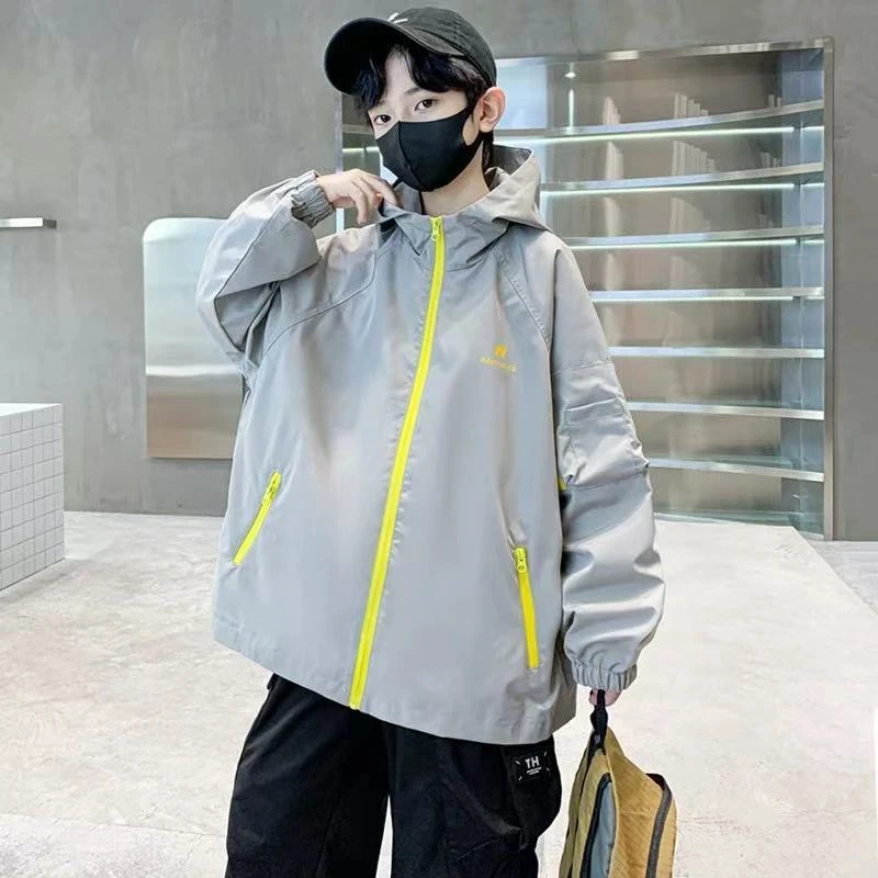 【现货】WT-4713  卡其色 休闲宽松潮版风衣外套 春秋新款中童外套