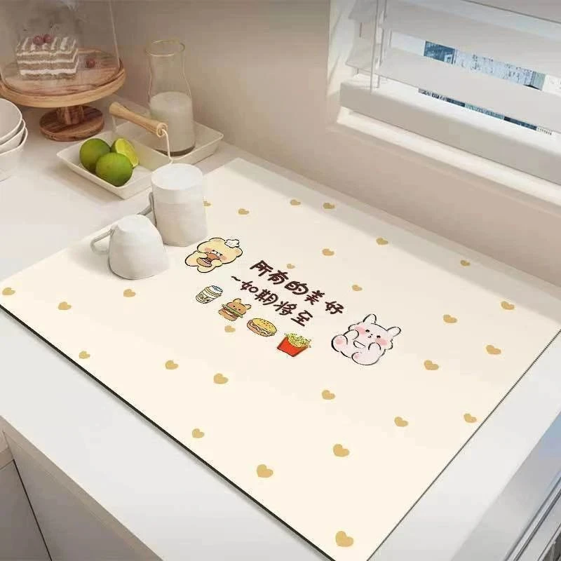 硅藻泥厨房沥水垫台面免洗隔热水槽边强力吸水吸油防滑餐盘杯垫子