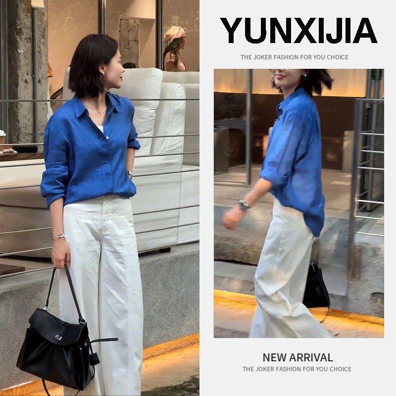 2025早春一整套时尚简约气质老钱风宽松休闲通勤衬衫裤子两件套