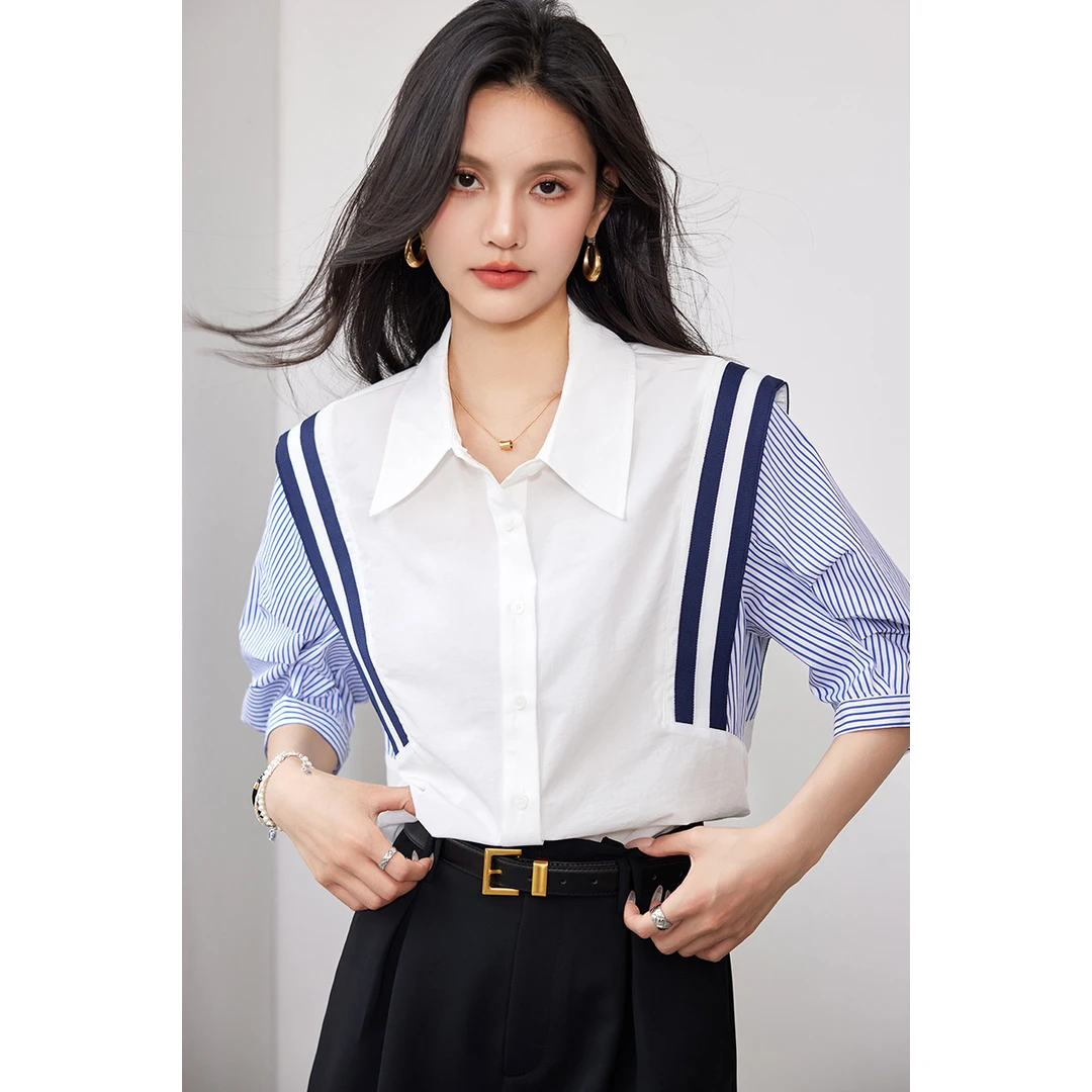 拉夏贝尔短袖衬衫女款爆款2025网红洋气女炸街纯欲慵懒风衣服女装