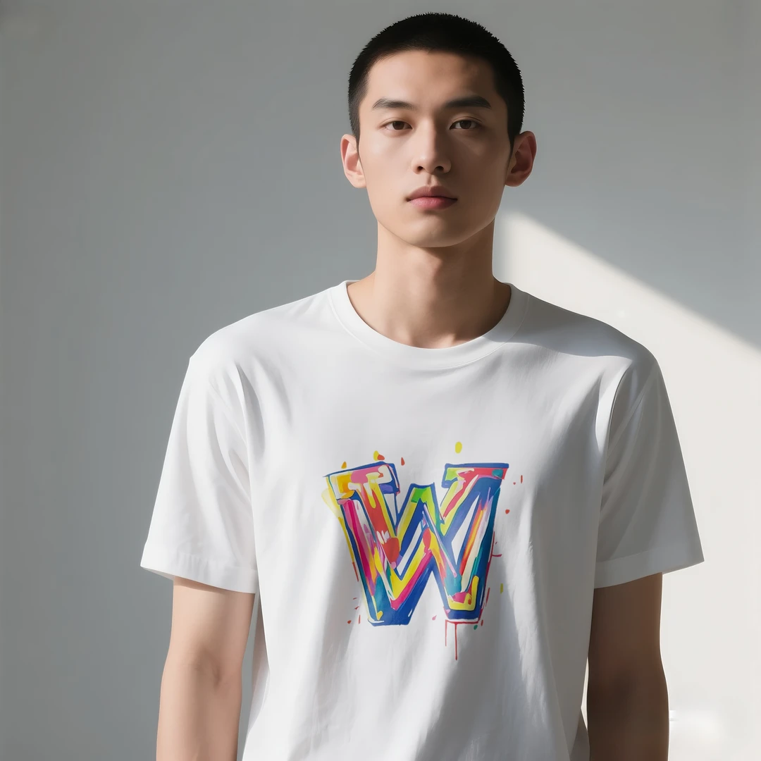 WPRA国潮街头潮牌W字母男女同款手绘涂鸦T恤美式宽松圆领纯棉