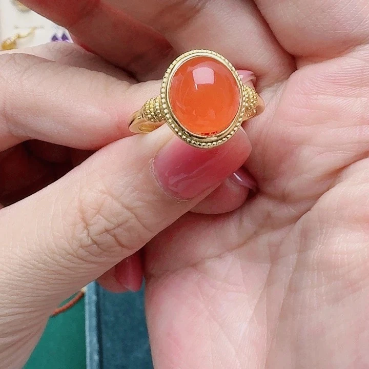 A南红玛瑙戒指银S925镶嵌835