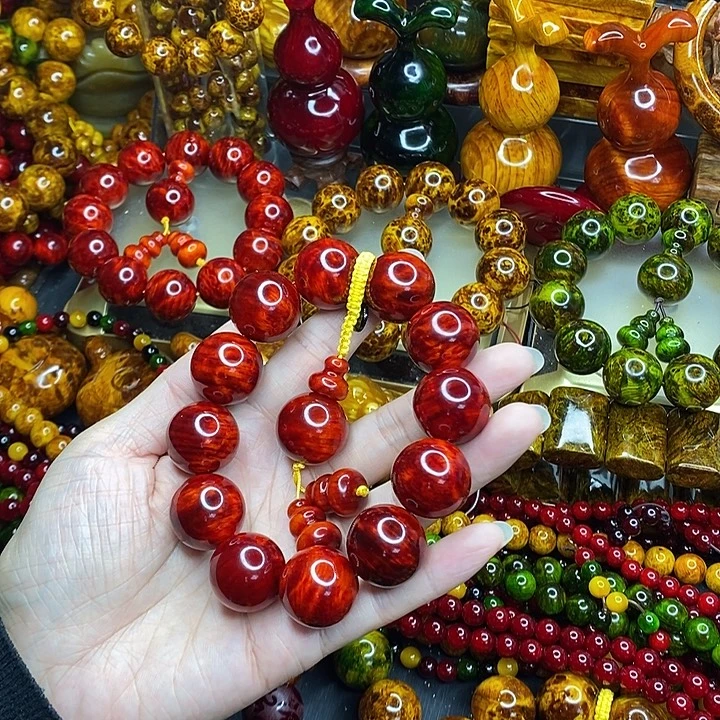 松木琥珀木文玩手串