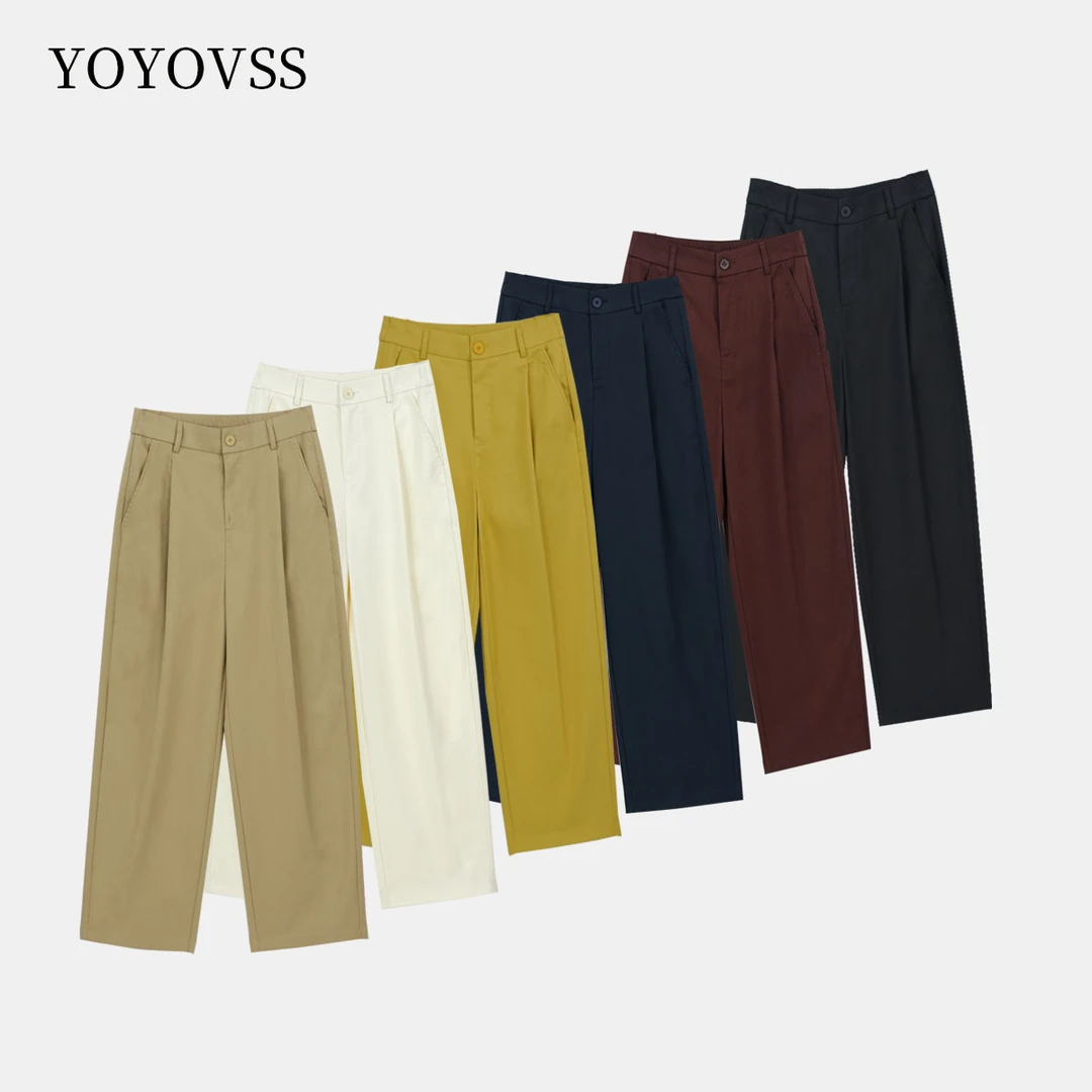 YOYOVSS【天丝】夏季新款九分直筒休闲裤高腰显瘦哈伦裤薄款烟管裤