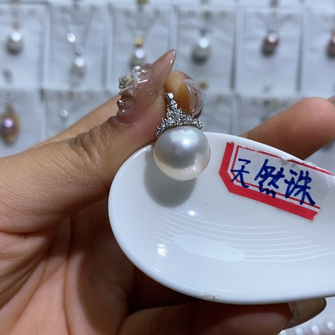 淡水珍珠银S925镶嵌吊坠(赠链)