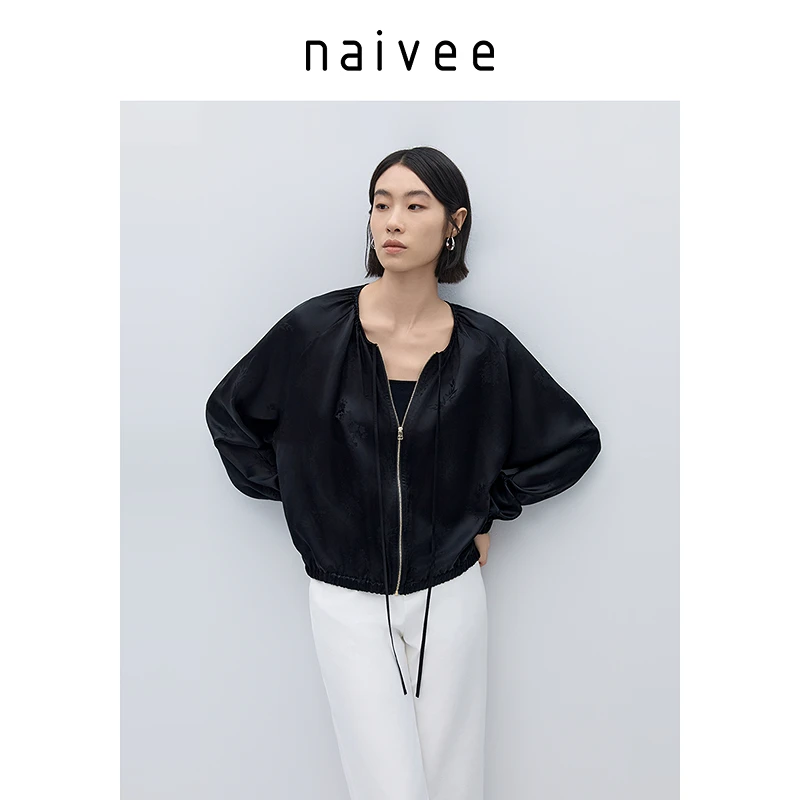 Naivee/纳薇【简大叔】春松弛感醋酸提花外套防晒服女252239132
