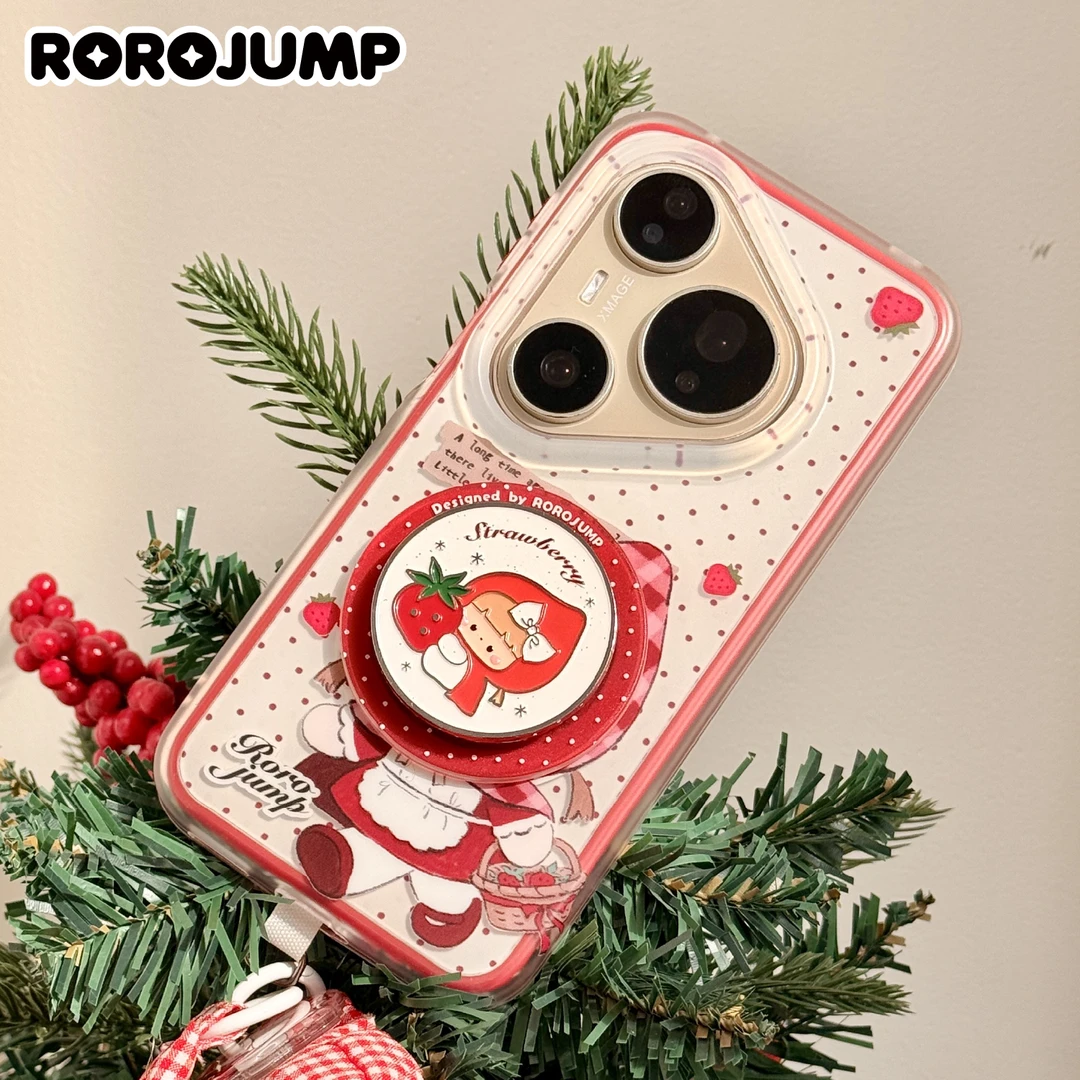 肉肉酱草莓小红帽超薄二合一磨砂可爱华为pura80pro磁吸手机壳