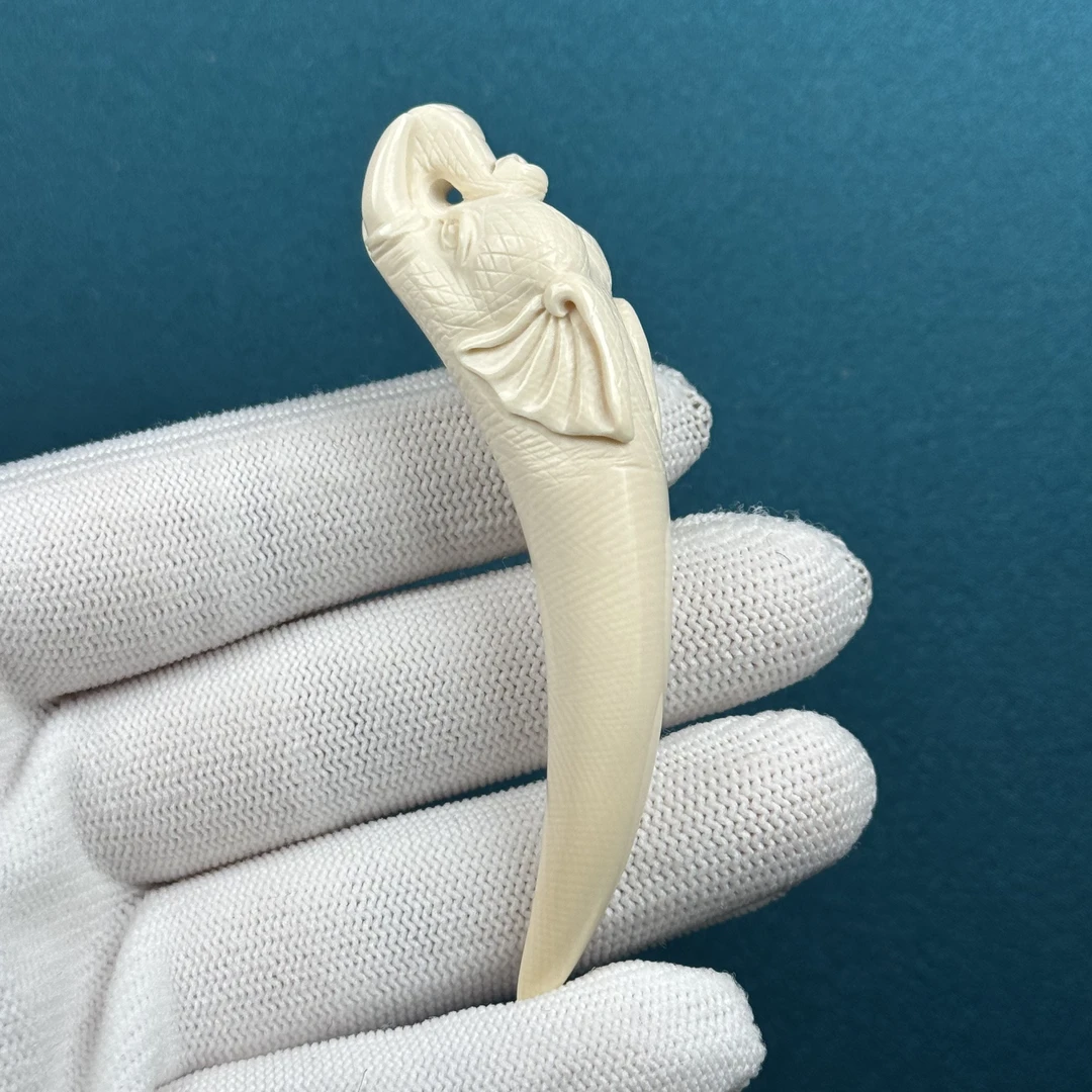 H25-74天然猛犸牙 象神牙尖 16.5*79mm支持复检假一罚十