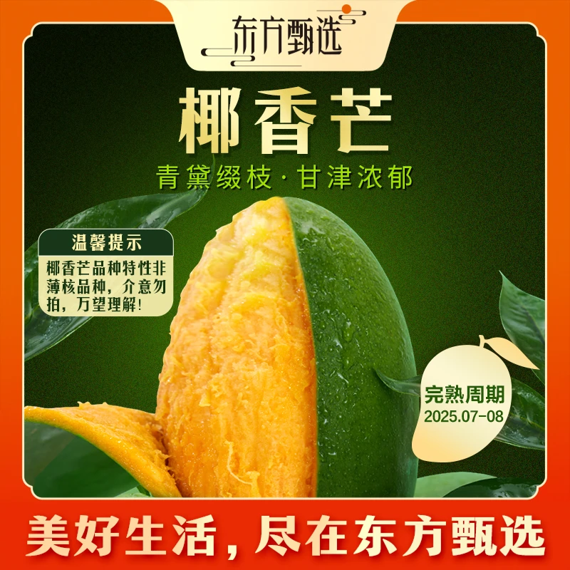 东方甄选自营椰香芒芒果4.5斤/5斤装新鲜应季水果整箱坏果包赔