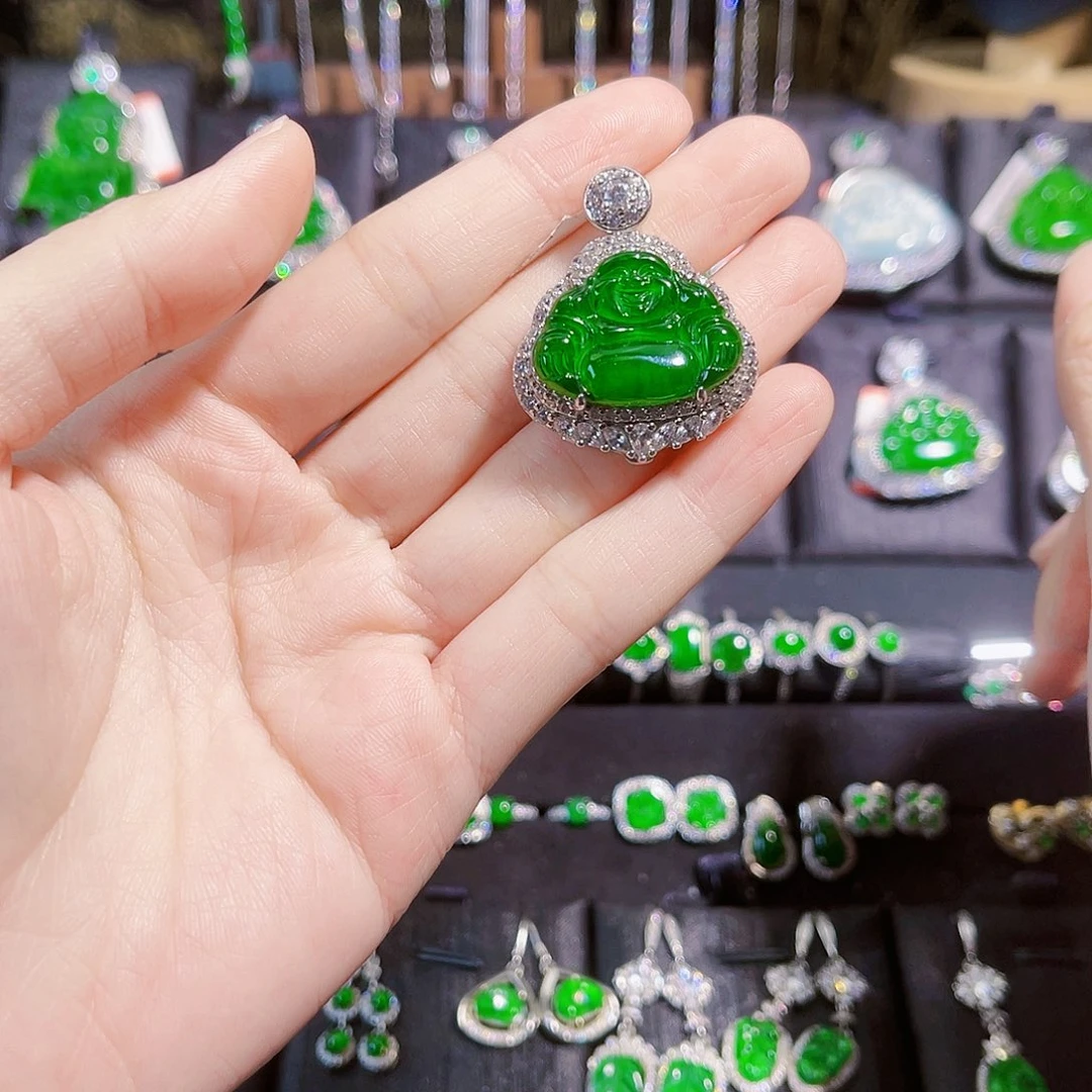 翡翠吊坠(不含链)银S925镶嵌