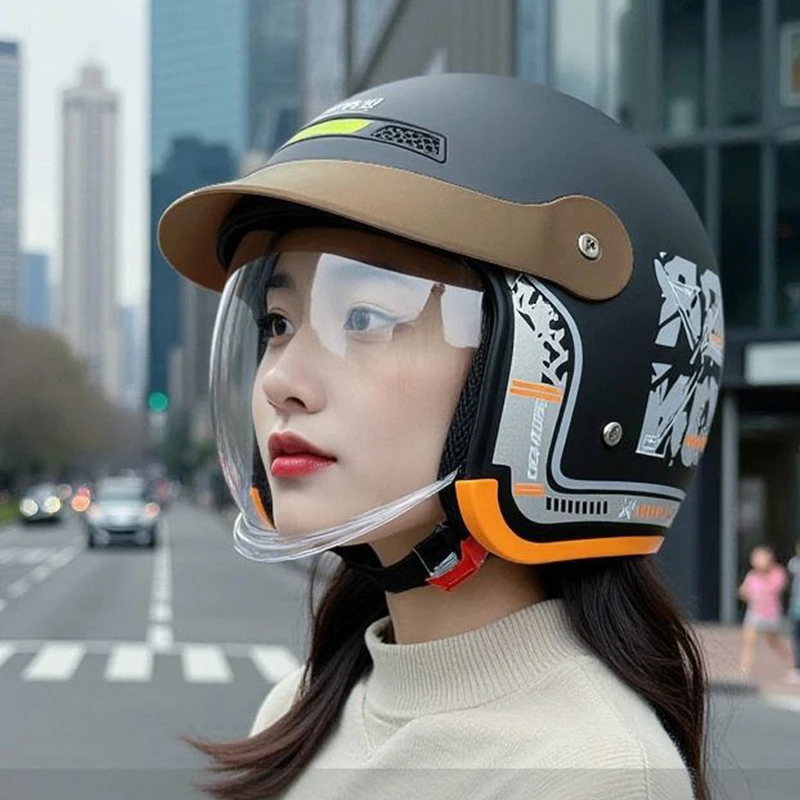 国标3C认证电动头盔男女冬季四季保暖防雨雾内推式镜片骑行安全帽