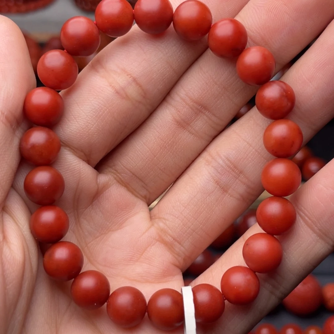 南红玛瑙未镶嵌手串H8.8mm顶品保山哑光锦红手串