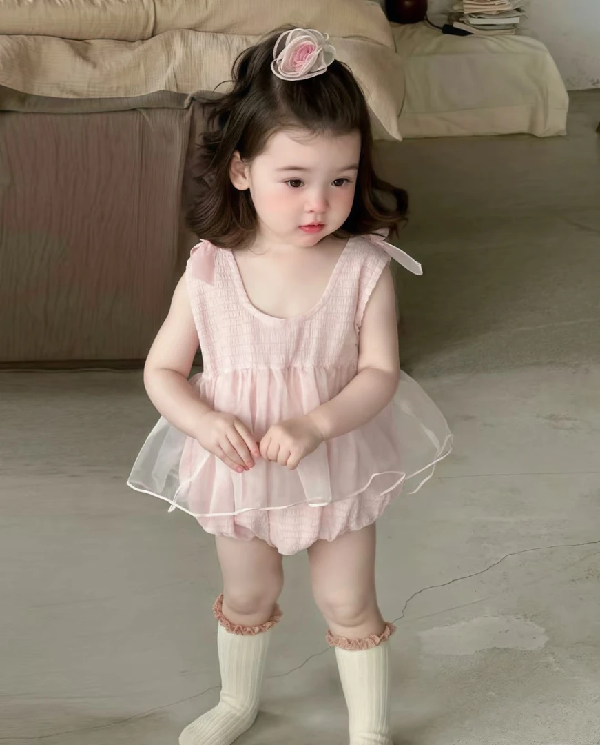 宝宝连体爬服外出哈衣包屁裙 百天周岁公主裙 男女宝洋气韩系套装