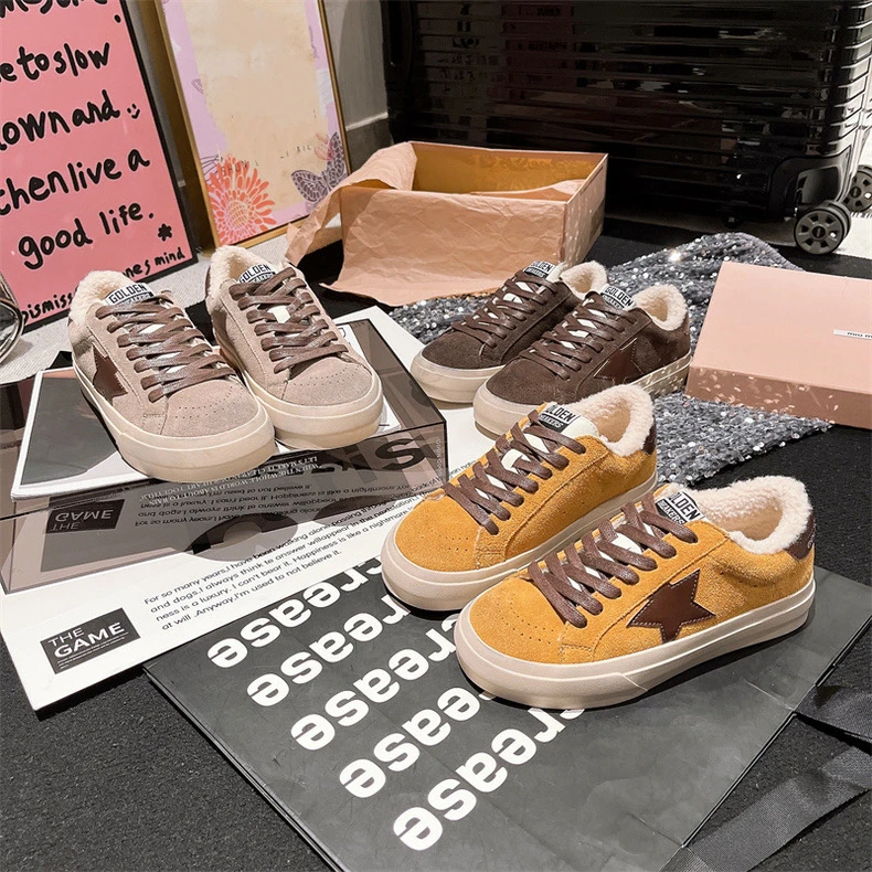 【清仓】c67漠河星夜~星星板鞋2024冬季百搭保暖加绒棉鞋女